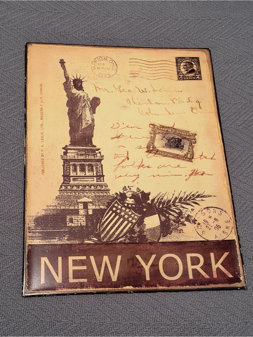 New York Metal Art Wall Sign Vintage Post Card Design Retro Decor 10 x 14